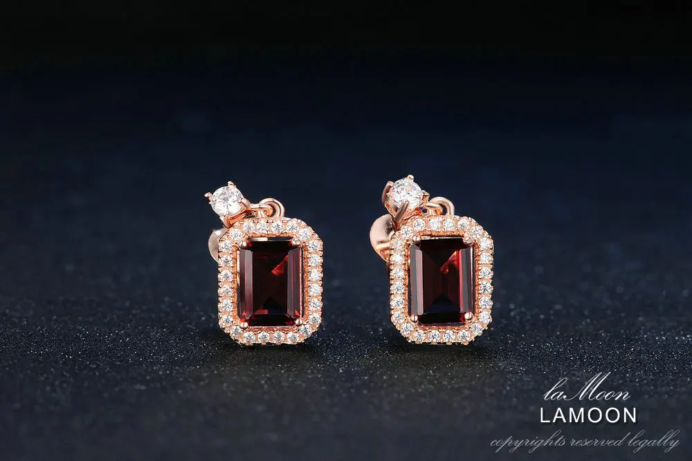 Ламон классический 1.1ct натуральный красный гранат 925 Висячие серьги из серебра 925 пробы S925 ювелирные изделия LMEI025