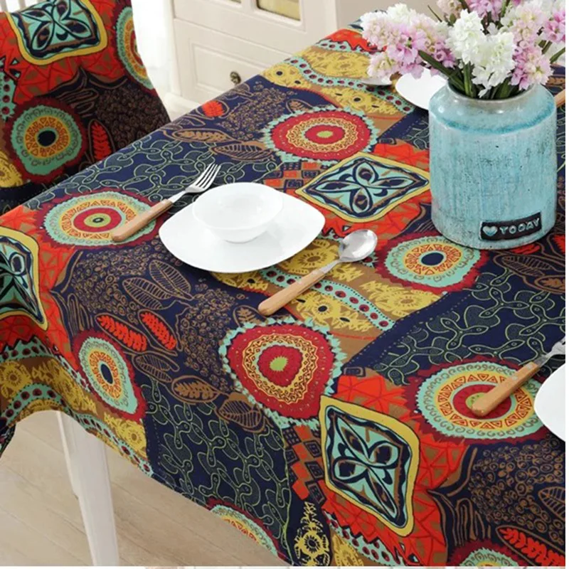 Скатерть из хлопка и льна в этническом стиле кухонный дом ресторан свадебное