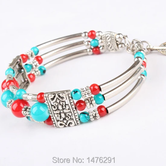 Браслет женский из тибетского серебра со стеклянной планкой 6 5 дюйма | Украшения