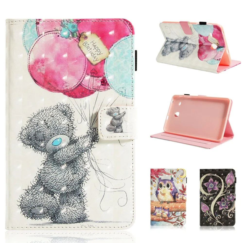Фиолетовый с рисунком Совы чехол для планшета Samsung Galaxy Tab E 8 0 T377 T375 Smart Cover из
