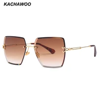 kachawoo womens rimless sunglasses ladies metal gradient lens brown black square sun glasses female accessories summer 2018