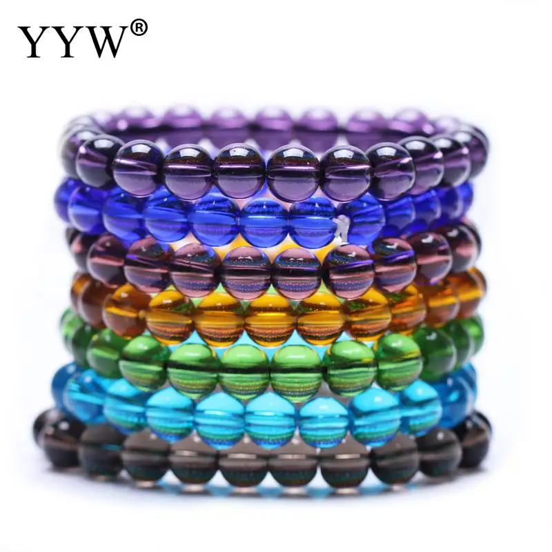 7 2 дюймов 8 мм Pulseras Mujer Moda 2018 красочные стеклянные бусины прозрачные браслет для