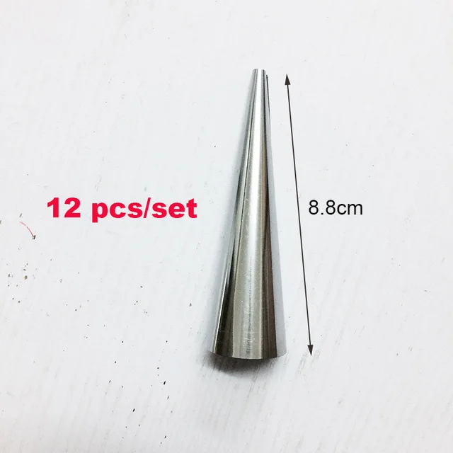 8.8CM UPORS 12 шт./компл. канноли формы для торта Рог пресс-форм Нержавеющая сталь трубочки для выпечки канноли раковины крем Рог пресс-форма для выпечки кондитерских изделий - Цвет: 8.8CM
