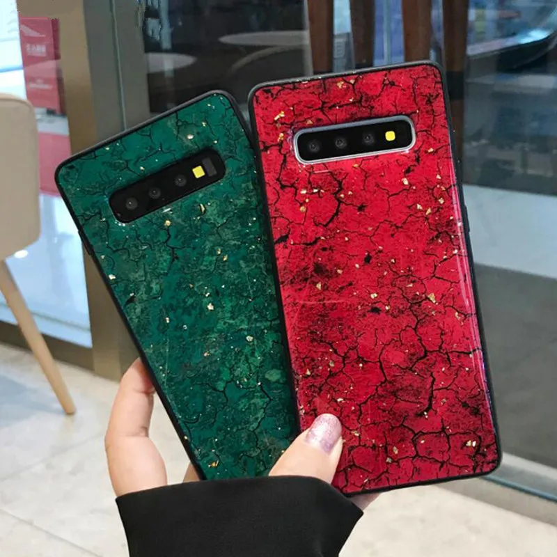 MUSSELS Sparkle Gold Foil Soft Phone Cases For Samsung Galaxy S8 S9 S10 Plus Case Retro Marble Cover Note 8 9 |