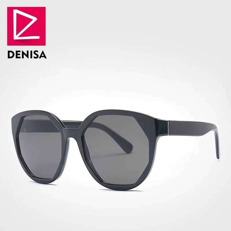 BlackGray Sunglasses DENISA Полигональная линза градиентная оправа для очков женские солнцезащитные очки новые синие Розовые Квадратные мужские солнцезащитные очки большие винтажные очки UV400 G2016 - Цвет линз: BlackGray Sunglasses