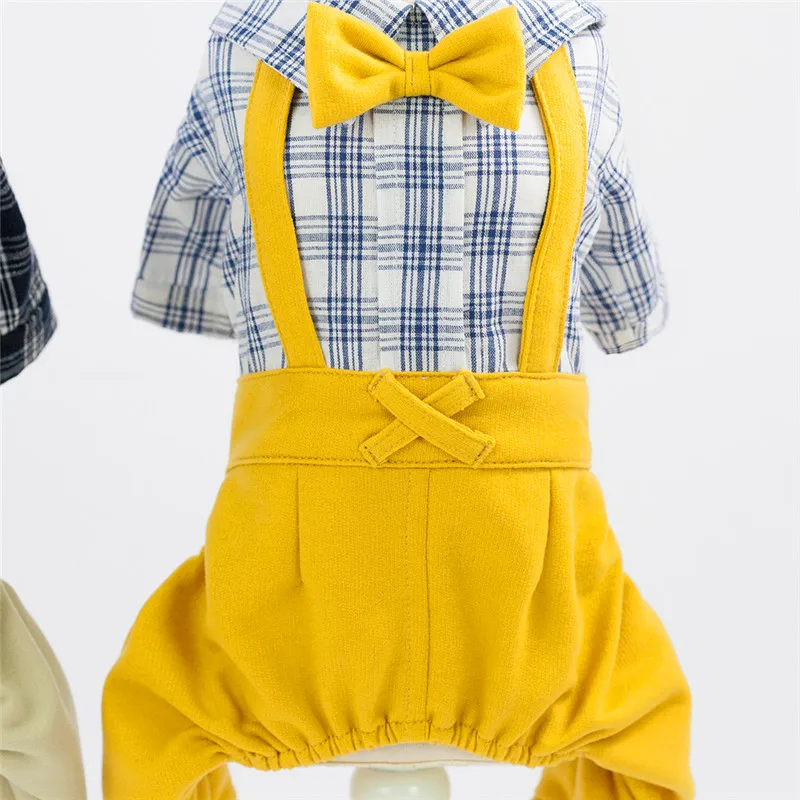 Летний комбинезон для собаки хлопковая одежда Весенний клетчатый домашней