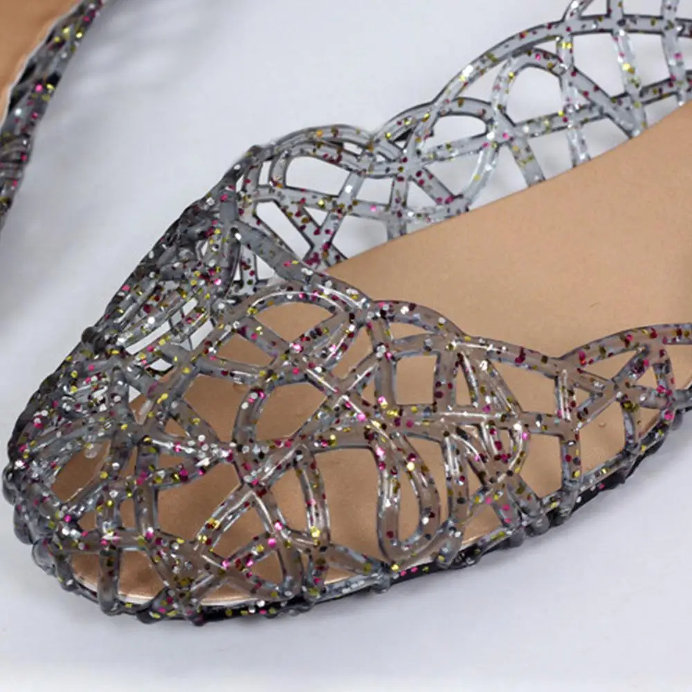 Женские Блестящие Туфли-желе Vabadus на плоской подошве новые летние пляжные туфли