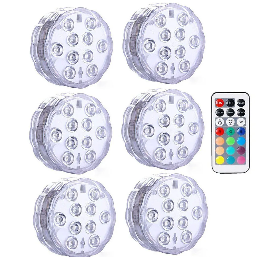 1 controller 6 Lamp 10 светодиодный s RGB погружной светильник подводный светодиодный Ночной светильник для бассейна светильник для улицы ваза для аквариума пруда Дискотека Свадебная вечеринка - Испускаемый цвет: 1 controller 6 Lamp