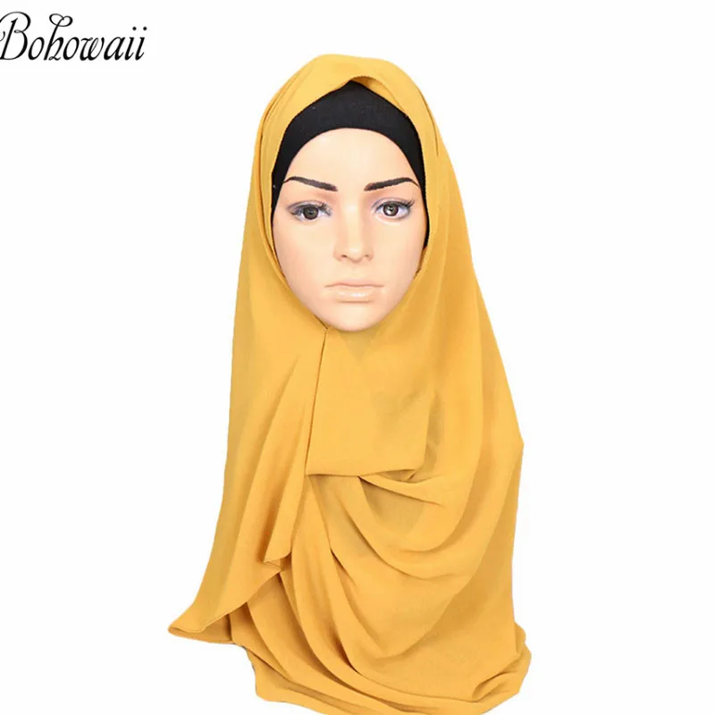 BOHOWAII шифоновый головной шарф мгновенный Мусульманский Хиджаб Jilbab готовый к