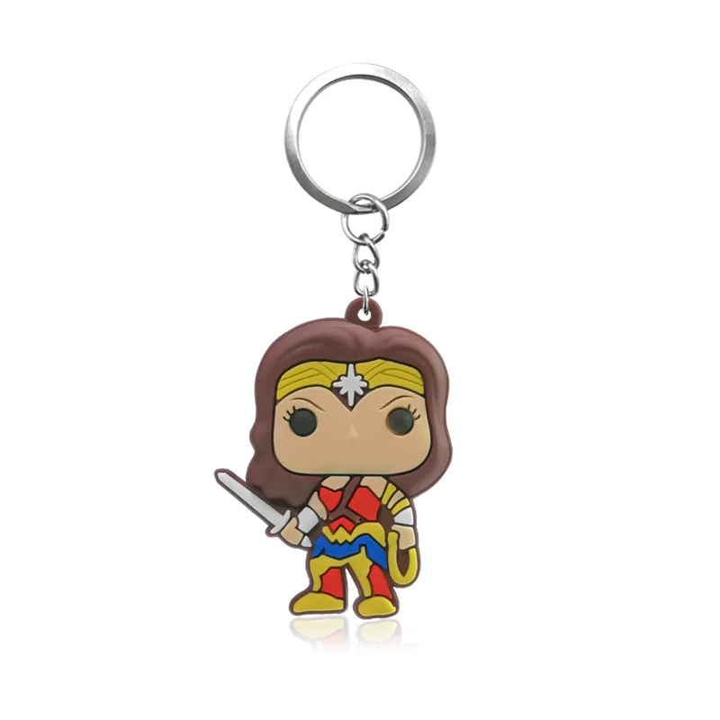 7028-05 20pcs 20pcs Justice League Keychain PVC Key Ring Kids Gift Key Chain Batman Superman Key Holder Party Favor Chaveiro Birthday Gift - Цвет: 7028-05 20pcs