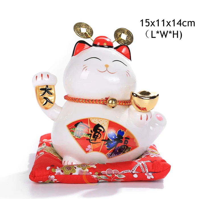 C 6 дюймов Maneki Neko керамика Lucky Cat домашний декор фарфоровые украшения милые Фортуны кошка копилка фэншуй ремесла - Цвет: C