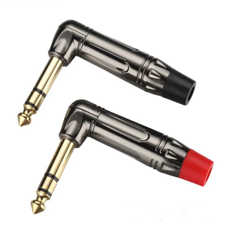 10pcs/lot Right Angle Jack 6.35mm 3 Poles Stereo Male Connector Gold Plated 1/4 Inch Plug Microphone 5Pairs Red+Black | Обустройство