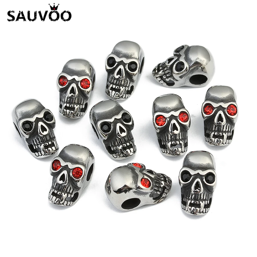 Sauvoo 2 шт. серебристый Цвет Нержавеющая сталь красные черные хрустального черепа