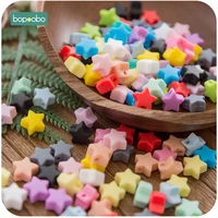 bopoobo 10pcs silicone beads food grade silicone star teether baby products silicone rodent bracelet diy crafts baby teether