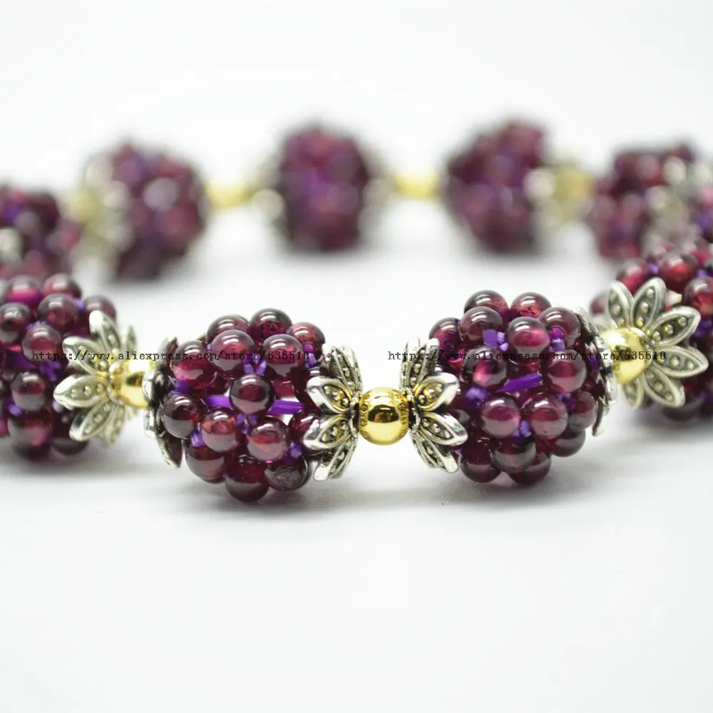 Handmade Natural Garnet Round Beads Knotted 12mm Balls Elastic Line Bracelet Fashion Woman Jewelry Gift | Украшения и аксессуары