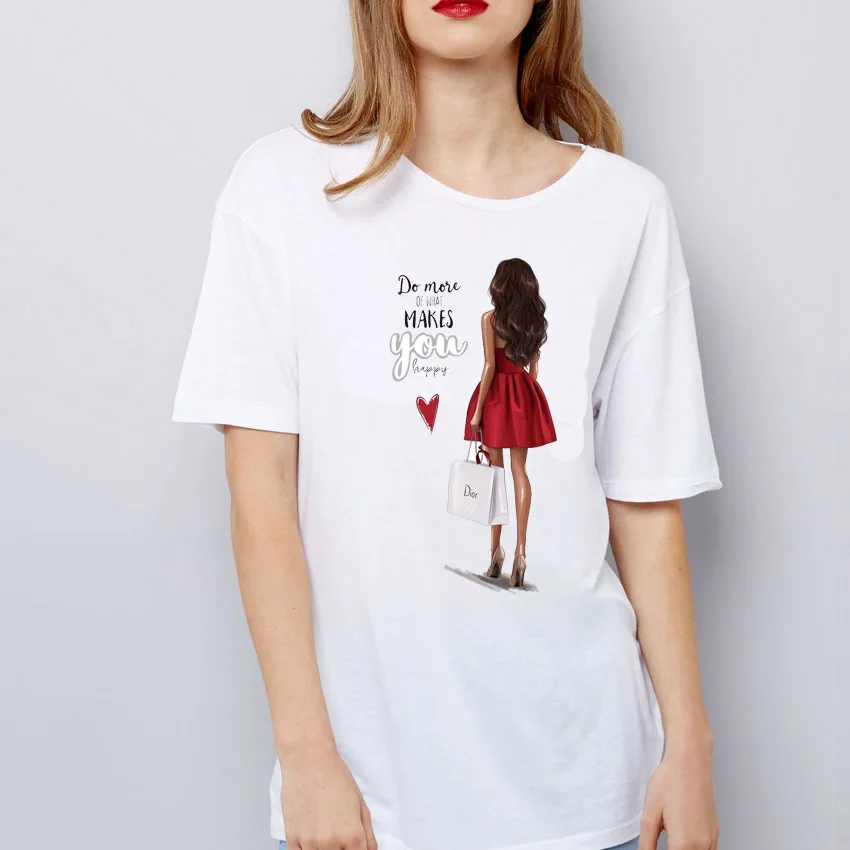 2019 летние женские футболки с рисунком Vogue для девочек топы коротким рукавом