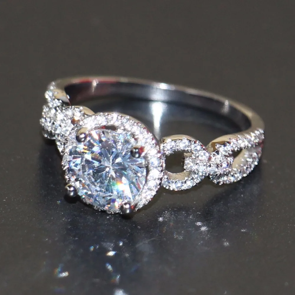 Женское кольцо из белого золота с фианитом 10 карат|wedding band|white goldwedding band ring |