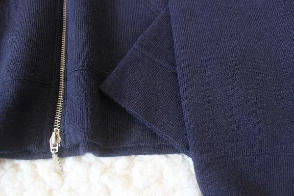 classic real fox fur hooded collar women fashion zip-up sweatshirts coat wool rabbit hair blend knitted one size
