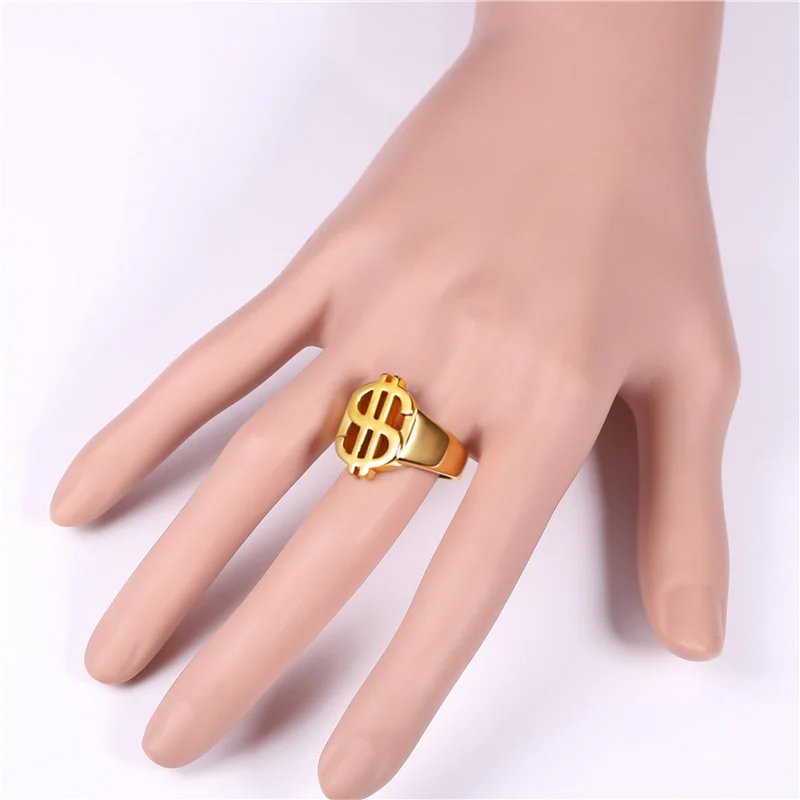 Мужские ювелирные изделия Kpop кольца в виде знака доллара США