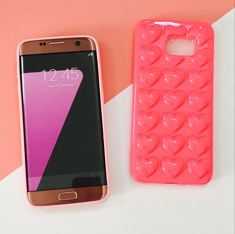 Милый милый силиконовый чехол для телефона Samsung Galaxy S7 edge/ мягкий с 3D сердечком и