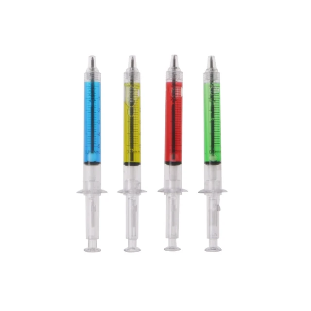4Pcs Neuheit Injektion Spritze Stift Kugelschreiber Schwarz Tinte  Flüssigkeit Medizinische Stil
