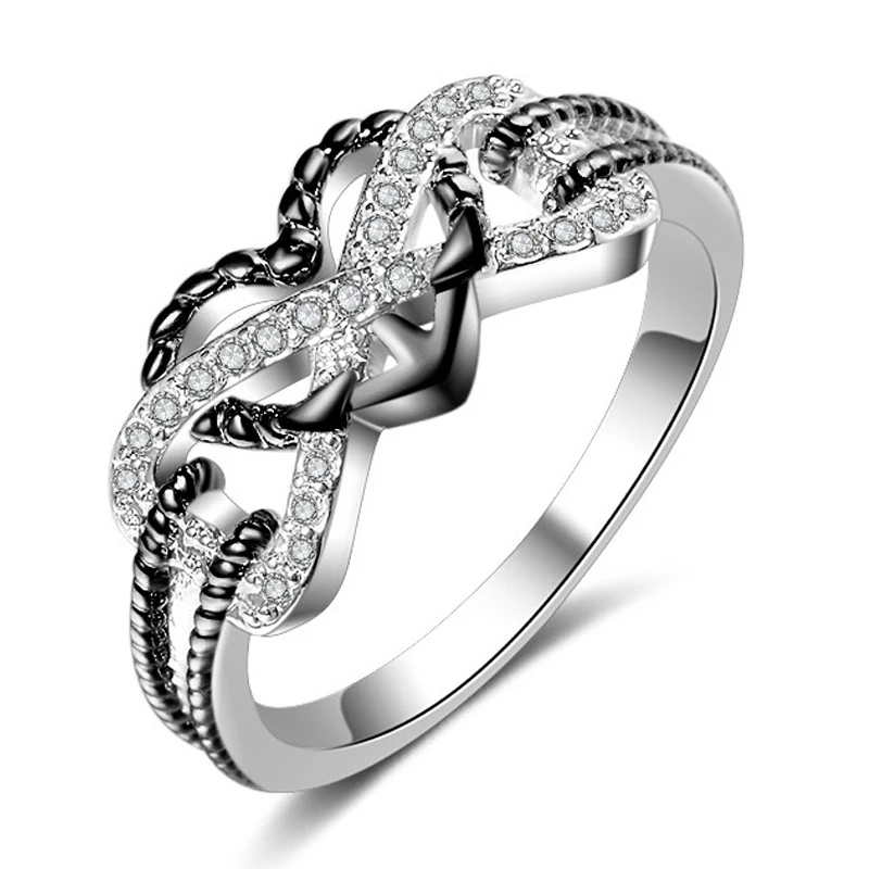 Utimtree Trendy Female AAA Zircon Heart Rings for Women Fashion 925 Silver Jewelry Engagement Wedding Ring Band Anillos Bijoux | Украшения