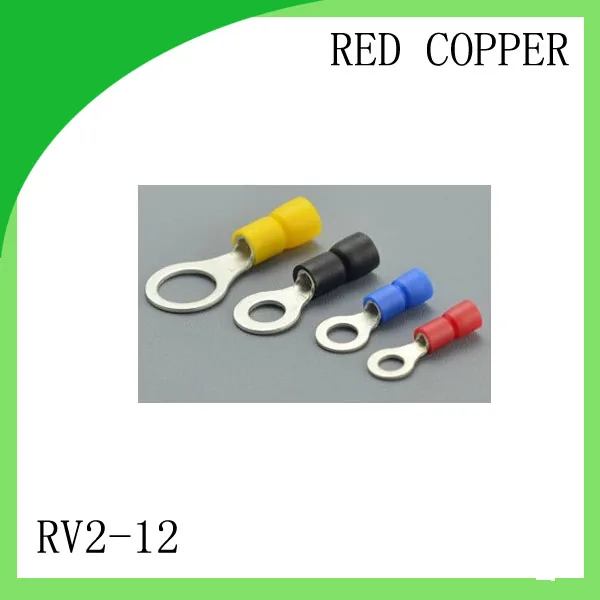 Fabricação de Cobre Prensado a Frio do Terminal Apropriado para 16awg-14awg Vermelho Conector Cabo Lug 1000 Pcs Rv2-12