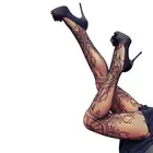 Женские сексуальные женские ажурные чулки черного цвета с узором, жаккардовые чулки, колготки обтягивающие сексуальные женские ажурные чулки черного цвета с узором жаккардовые чулки