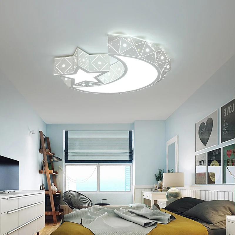 

Satr/moon Modern led ceiling chandelier lights for bedroom Children kids room AC180-240V led chandelier lustre para sala