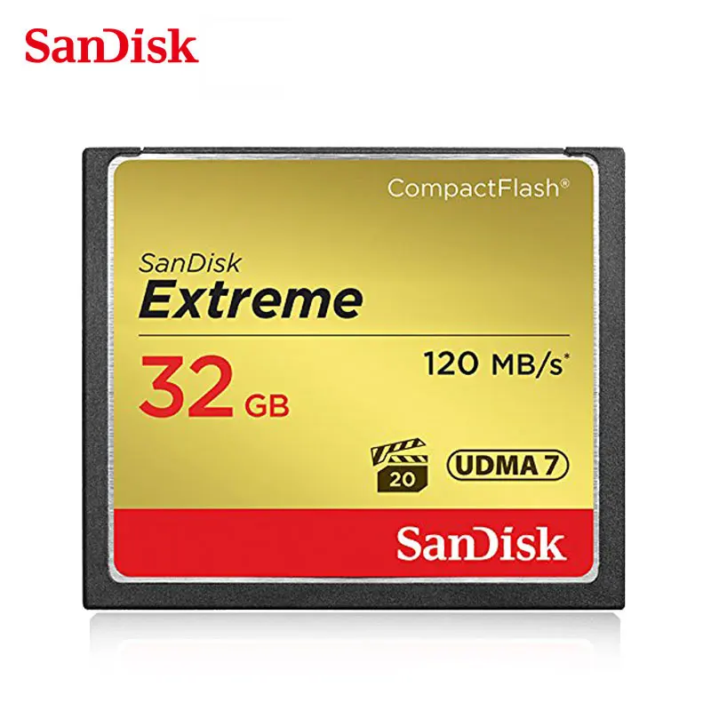 Sandisk Memory Card Extreme CompactFlash 32GB 64GB 128GB CF Card VPG-20 120MB/s 4K and Full HD Video For Canon D300 7D 5DSR Card