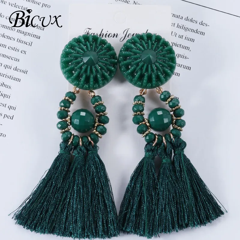 BICUX Bohe с длинной бахромой Длинные Висячие серьги для Для женщин модные богемные