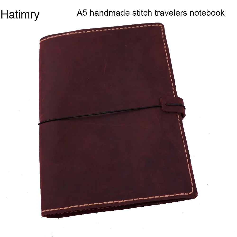 A5 geuine leather travelers handmade stitch notebook diary caderno agenda book caderno escolar defter journal vintage notebook