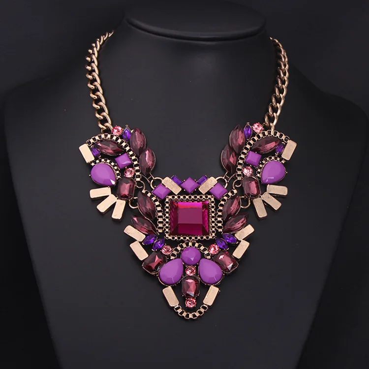 Free shipping Fashion Brand luxury Crystal Necklaces &amp Pendants Waterdrop Resin Vintage choker statement necklace women jewelry |