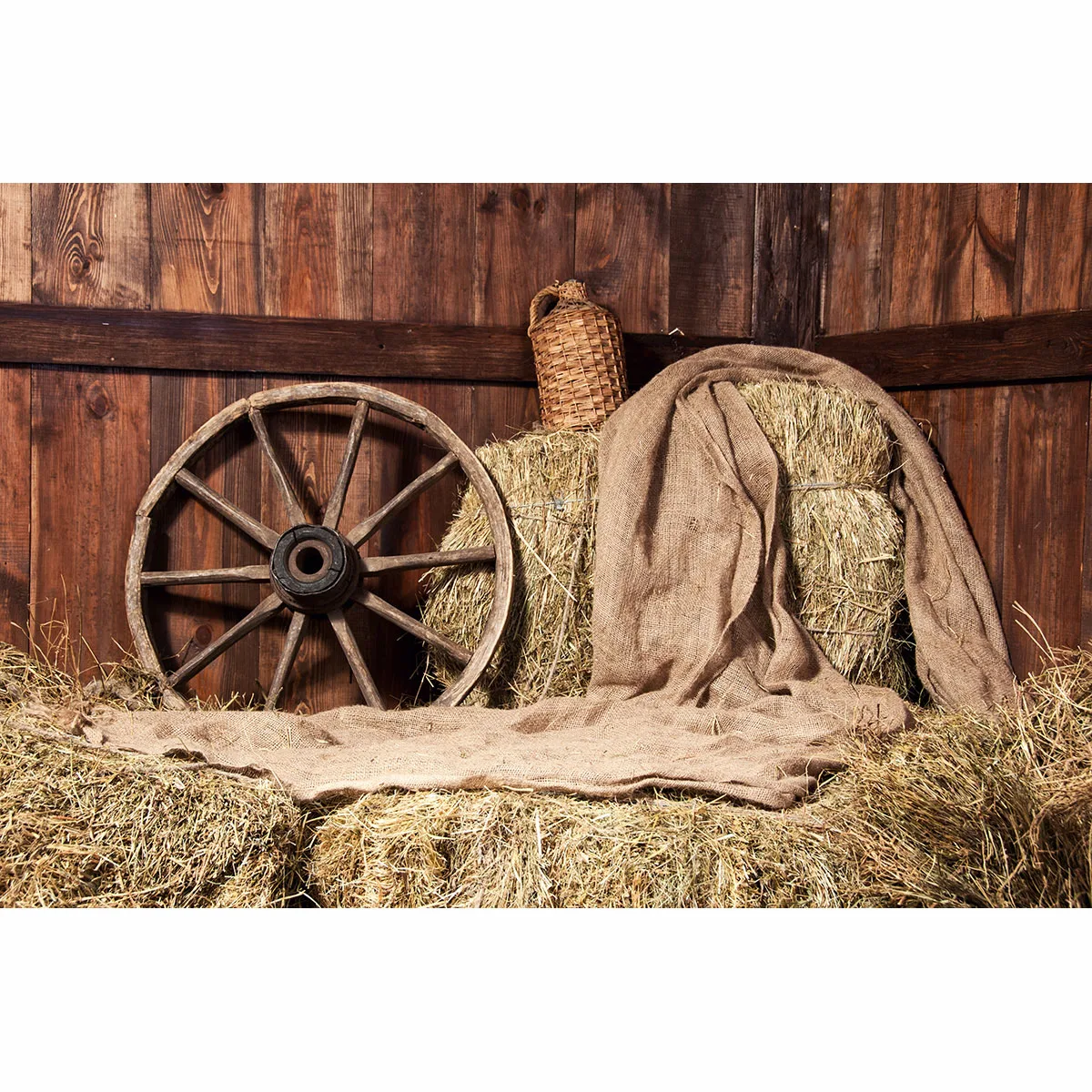 Funnytree professional photography background western countryside hay bale stack wood house photo photobooth | Электроника