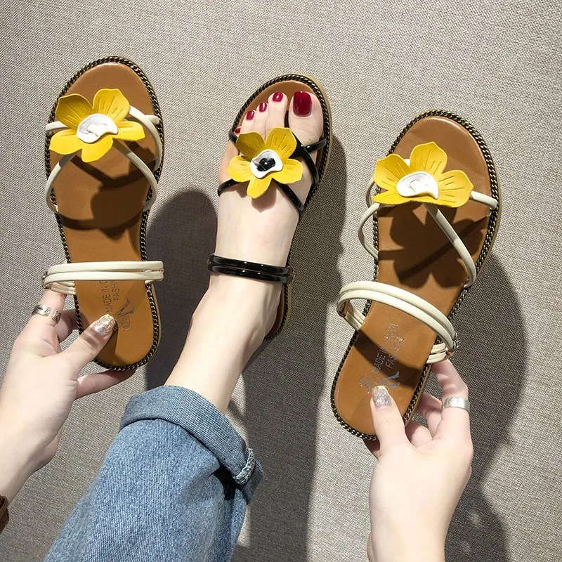 Женские шлепанцы на плоской подошве повседневные с цветами Espadrilles лето 2019 | Обувь