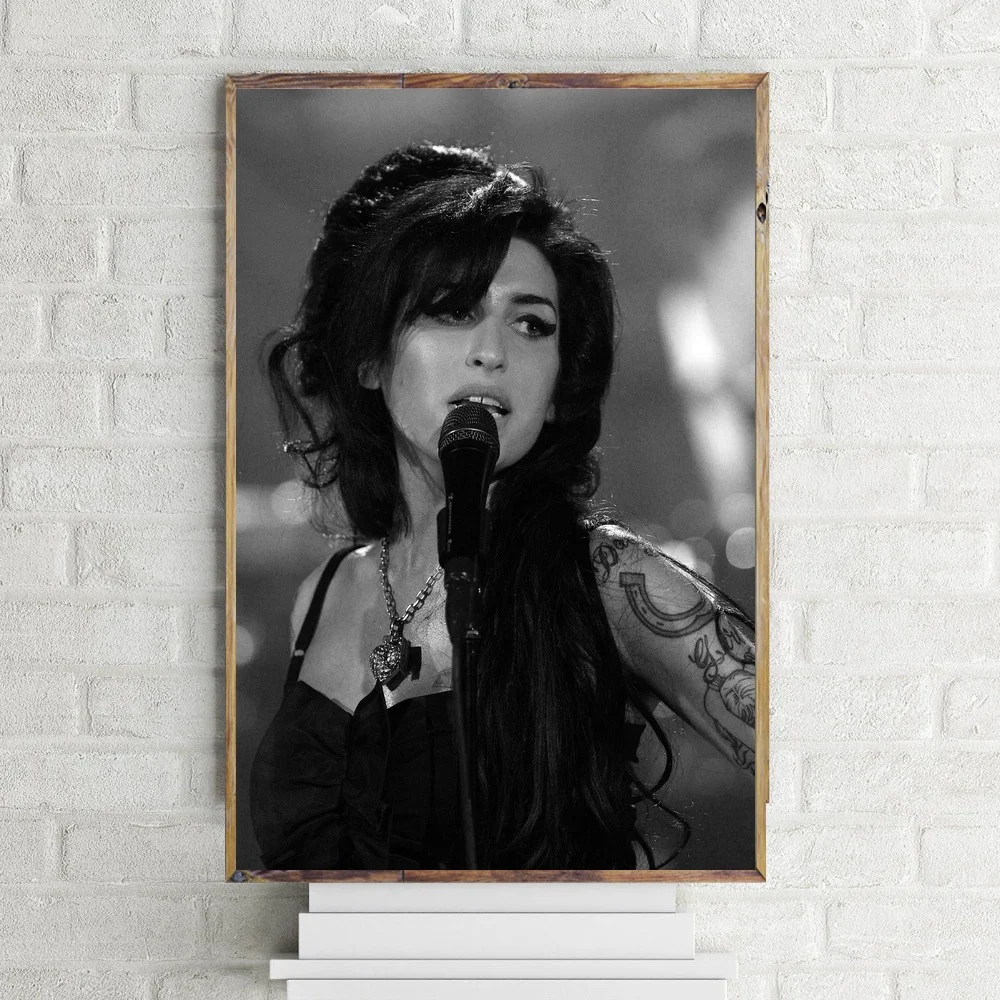 Черно белый художественный шелковый постер Amy Winehouse музыкальный настенные
