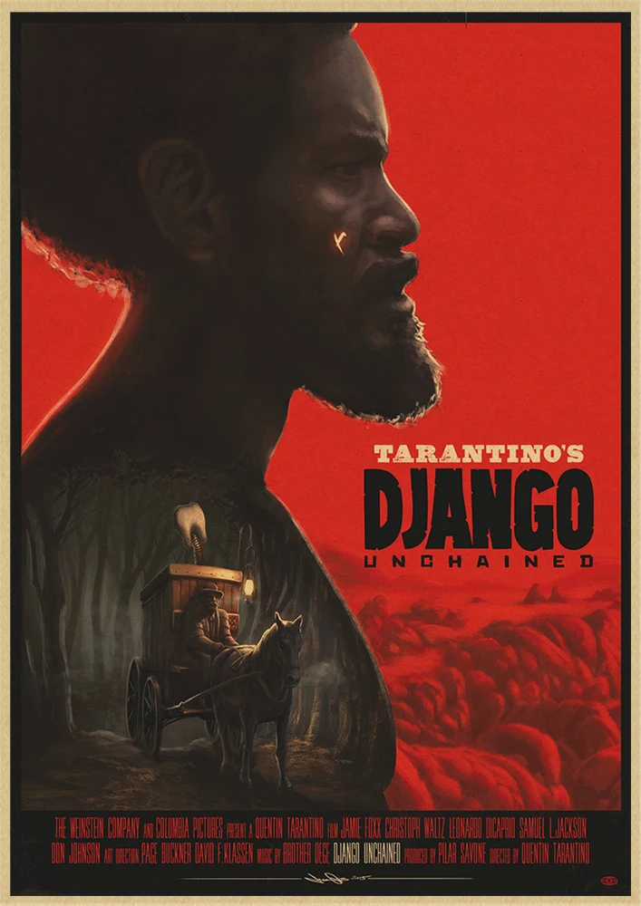 Классический фильм Django Unchained Квентин Тарантино Ретро плакат крафт-бумага кафе домашний декор стен Живопись - Цвет: Прозрачный