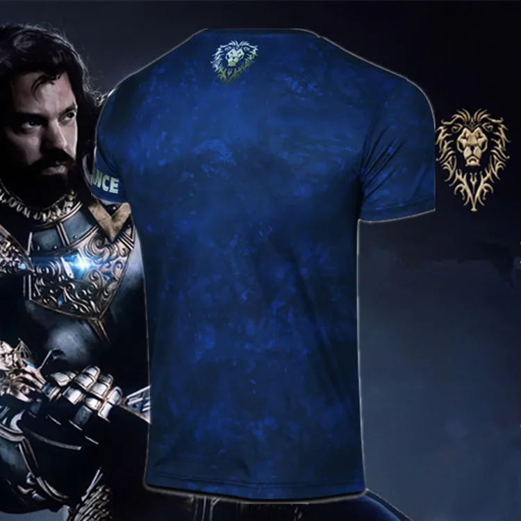 Взрослая футболка игры WoW Альянс LionT рубашка для Для мужчин короткий рукав с