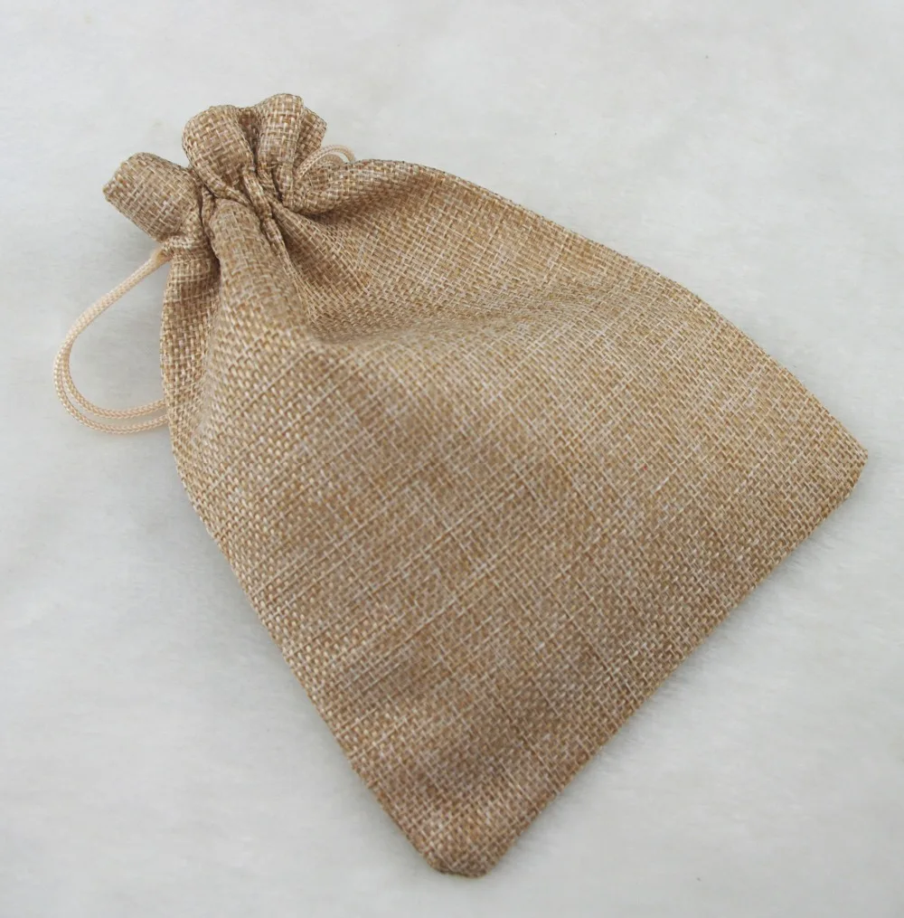

13x18cm10pcs Brown linen jute bag drawstring necklace jewelry package bag gift bag Wedding packaging bag