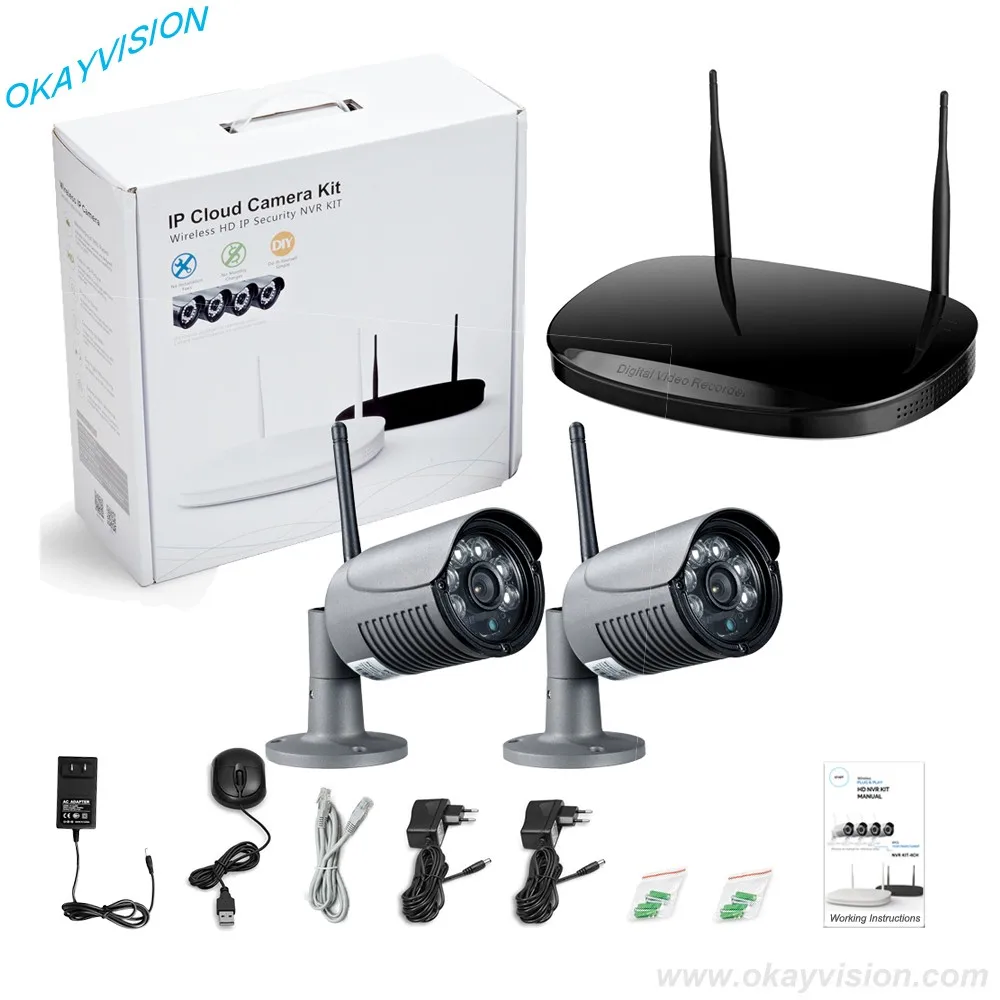 Новый Okayvision 2CH Беспроводной 720 P HD Открытый Камеры Безопасности Системы 1 ТБ