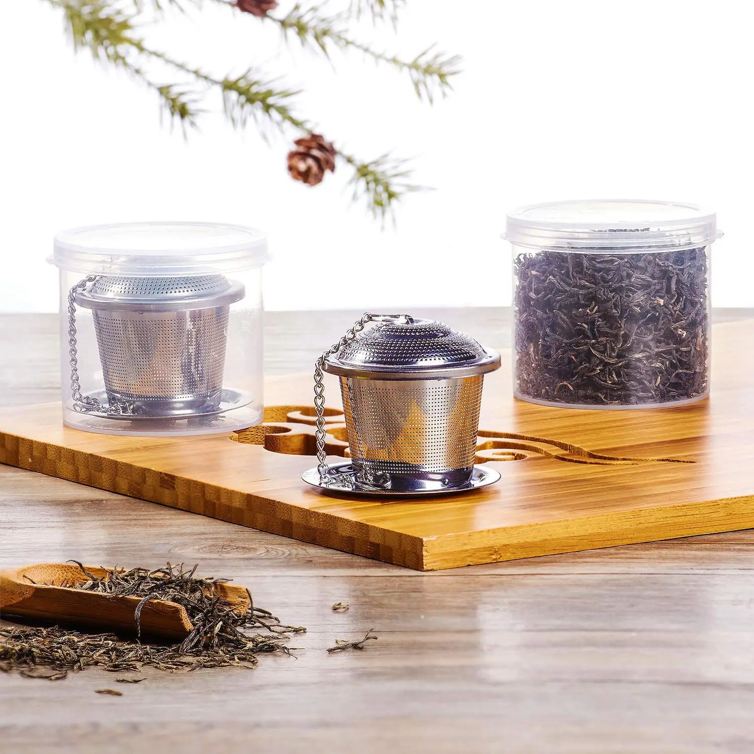 Tea Infuser Travel Set with 2 Individual Cases Stainless Steel Ball strainer Steeper Drip Tray for Loose | Дом и сад