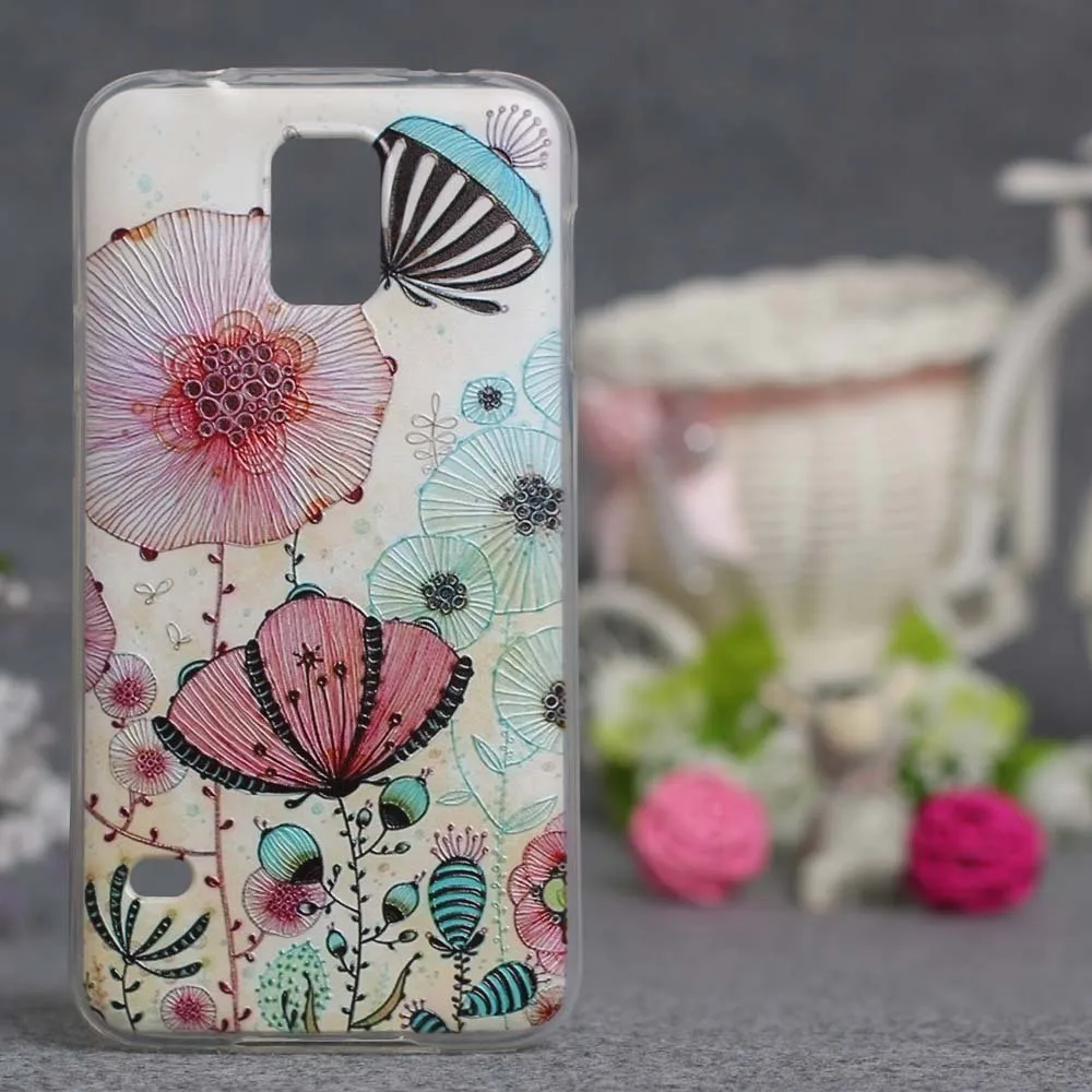 Мягкий ТПУ чехол для Samsung Galaxy S5 G900F 3D рельефный силиконовый окрашенный телефона S 5