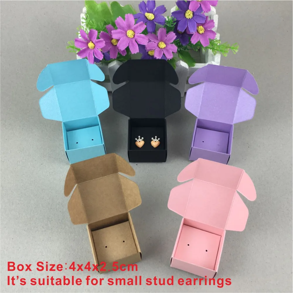 100 комплектов шкатулка для украшений и сережек гвоздиков|card box storage|boxed handmade cardscard