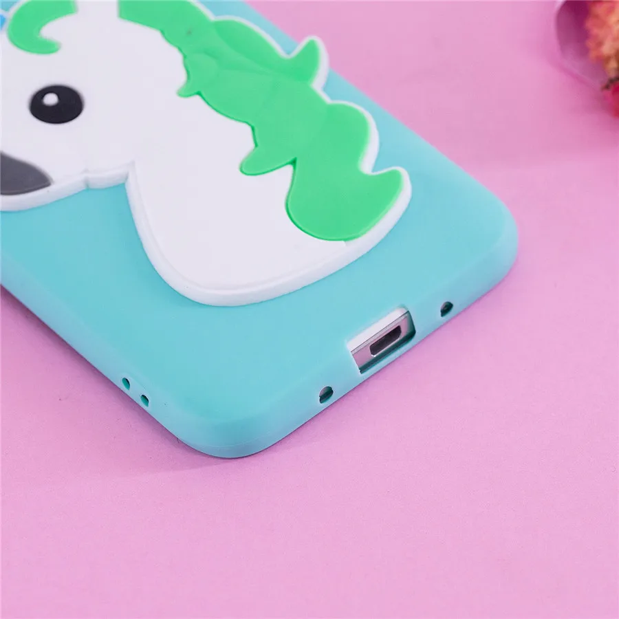 Силиконовый чехол из ТПУ с 3D в виде единорога мультфильма для samsung Galaxy S7 S8 S9 Plus Note 8
