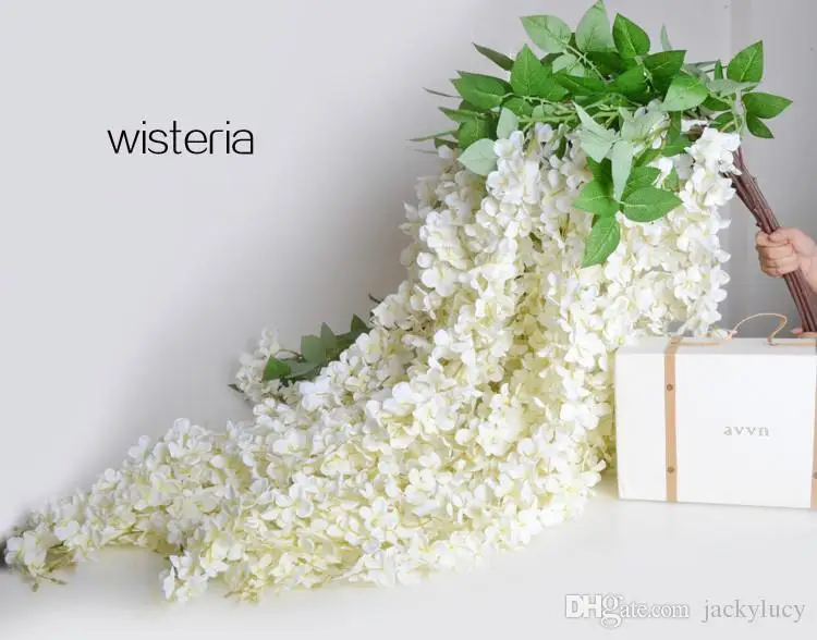 online Artificial De Flores De Seda Hortênsia 5.4 Feets Longo Elegante Wisteria Vine Rattan Para O Casamento Casa Decorações De Natal