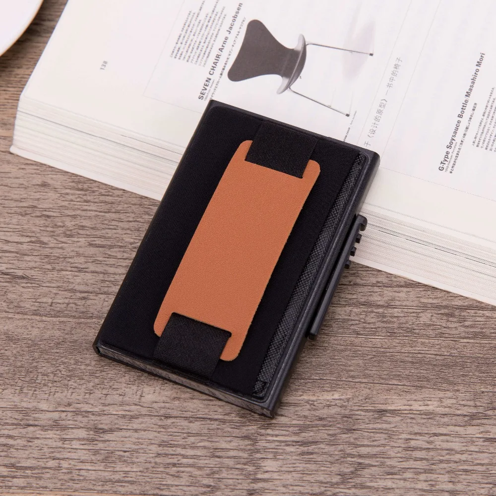 Бизнес Алюминиевый футляр для карт мужской модный RFID кошелек всплывающий парча продукт держатель карт высокое качество путешествия бандаж RFID чехол