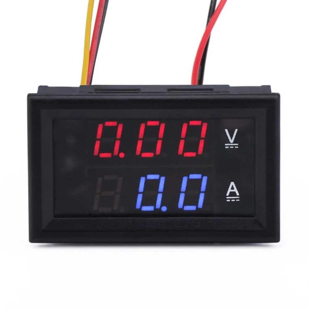 DC 0 100V 10A 50A 100A цифровой вольтметр Амперметр красный + синий светодиодный двойной