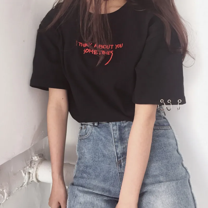Мода Blusas 2018 Лето Лучшие друзья футболка корейский Ulzzang Harajuku вышивка короткий