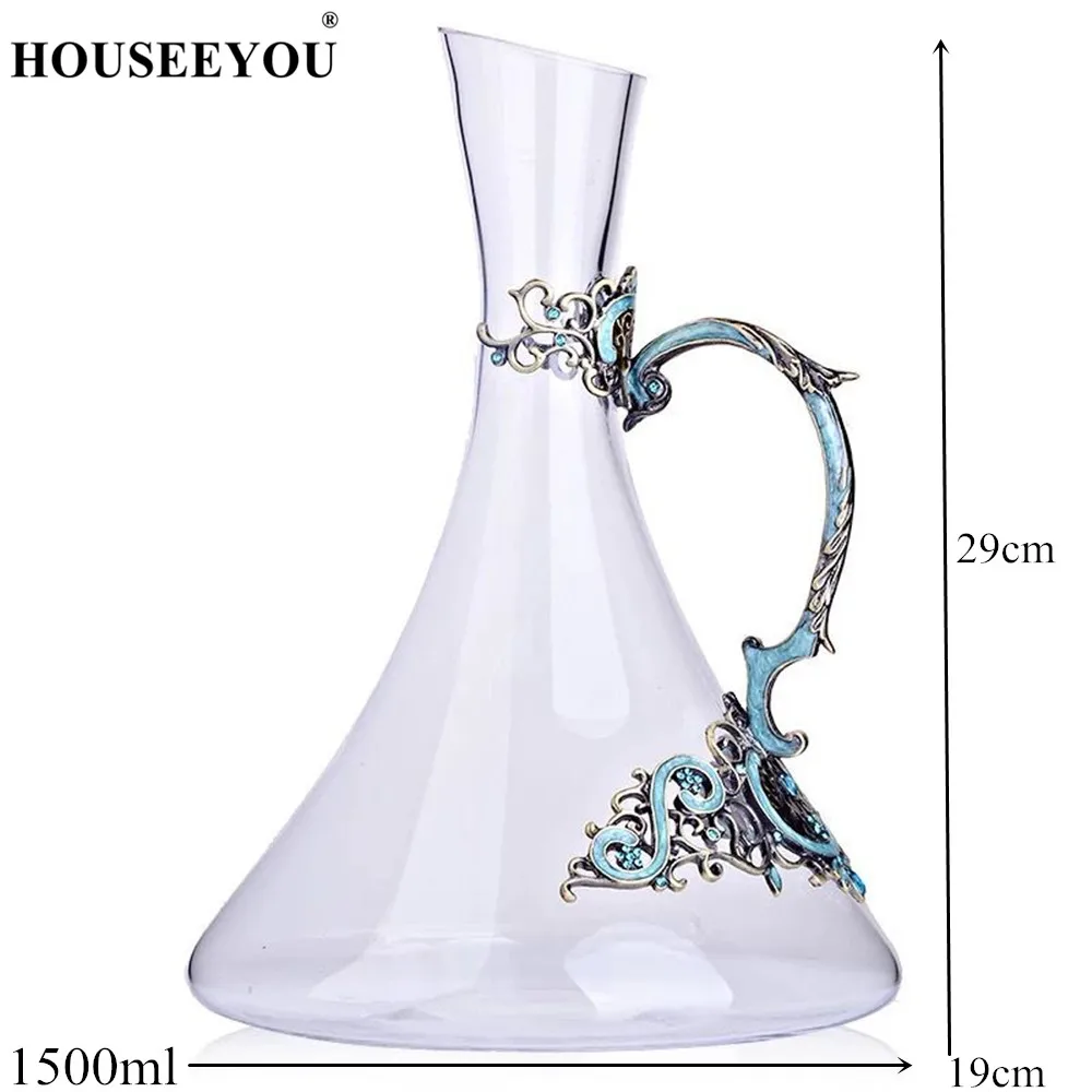 1 Decanter HOUSEEYOU стекло 350 мл винтажная Хрустальная красная винная чашка костюм эмалированный стеклянный Кубок креативный свадебный подарок бокал для вина с подарочной коробкой - Цвет: 1 Decanter