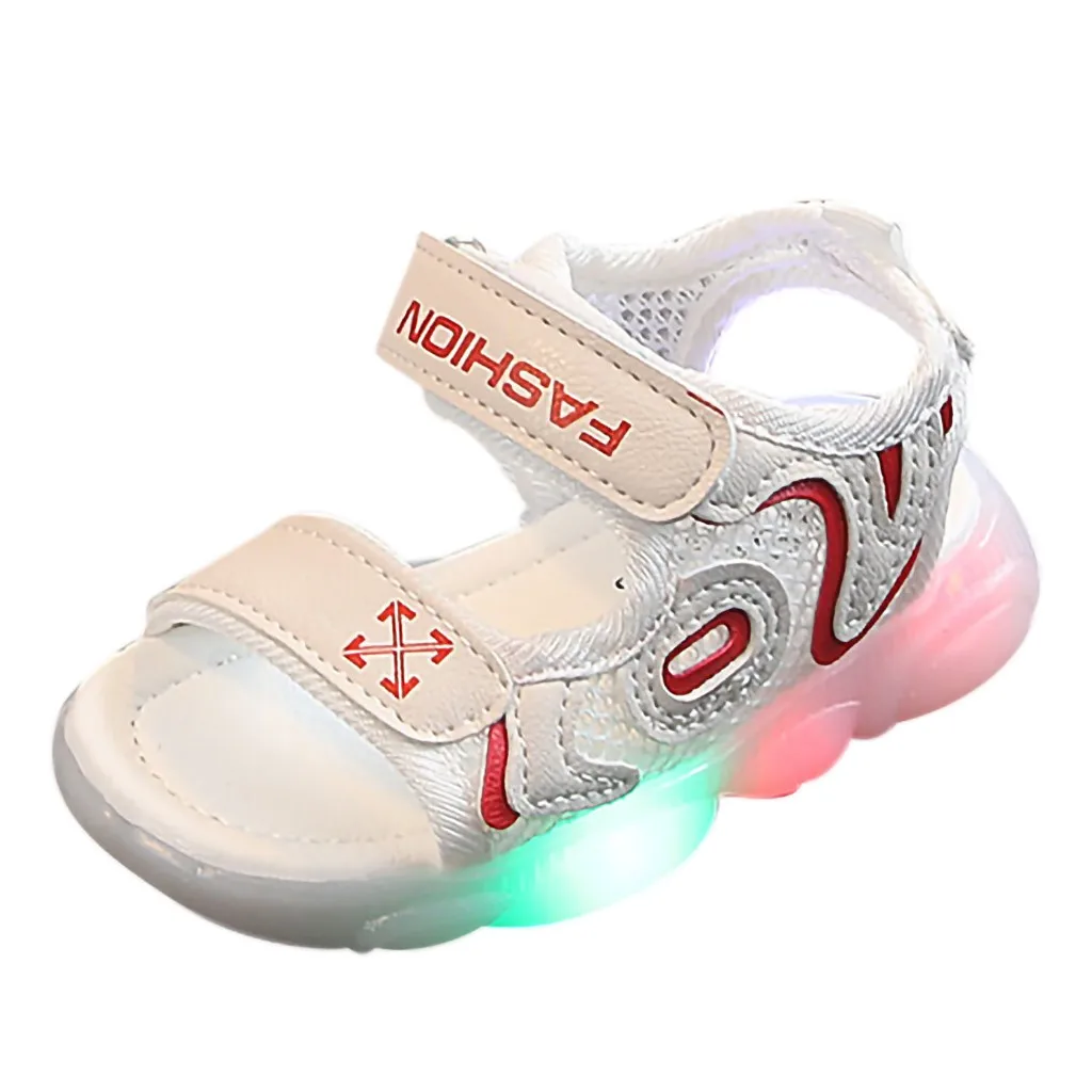 Perimedes детская летняя обувь Zapatos De Bebe Nenas пляжная с буквенным принтом Светящиеся